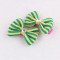 Pretty little pin-striped hair bow with rhinestone button green hair clips
