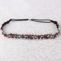 Multicolour bead elastic headband for women
