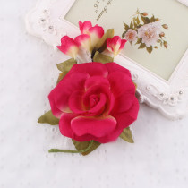 Fashion red rose silk flower brooch for party