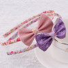 Shiny glitter ribbon bow hair band for litter girl