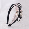High quality girl leather knot bow hair band with pearl
