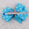 Handmade grosgrain blue dot ribbon bow hair clip for girl