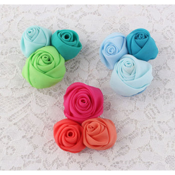 Colorful bridal headwear flower dot chiffon flower hair clips wholesale