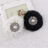 Large lace chiffon flower hair clip corsage with rhinestone