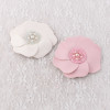 Soft big leather flower hair clip with pearl for party