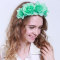 Green rose alice flower hair band for girl