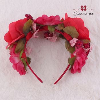 Coral rose flower crown alice band