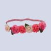 Handmade pink rose flower elastic headband