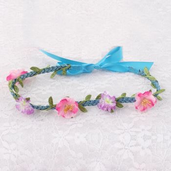 Handmade knotted rose flower braided headband