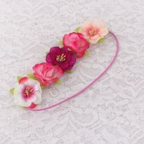 Pink peach flower elastic headband