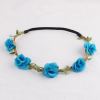 Elasric blue rose flower headband