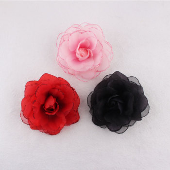 Party hair ornaments glitter colors large silk flowers hair pins