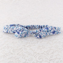 Blue floral printed yoga top knot headband