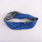 Blue and grey wide yoga headband for women