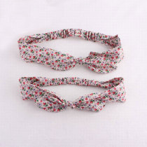 Pink floral printed bow knot sport headband