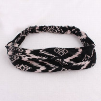 Chiffon black sport wavy stripe printed headband