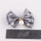 Grey polka dot baby girl bow hair clips
