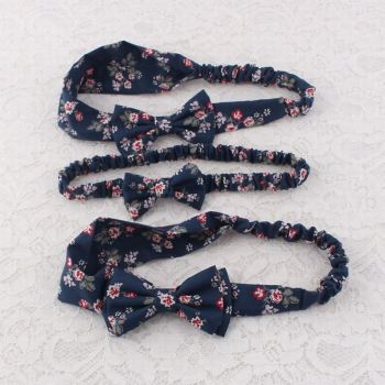 Floral printed bow headband top knot women
