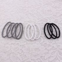 5mm nice tension black and white rubber hair tie set