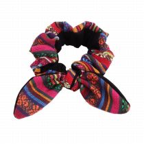Multicolor boho bunny ear guatemalan hair scrunchies vintage hair tie