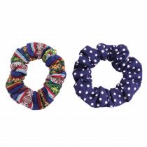 Multicolor guatemalan hair scrunchies polka dot set