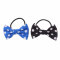 Blue/Black Polka Dot Print Bow Hair Tie