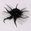 Black mesh party veil feather hair clip
