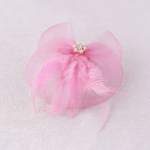 Pink mesh feather veil bow bridal birdcage veil uk
