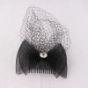 Black mesh fascinator bow comb with birdcage veils