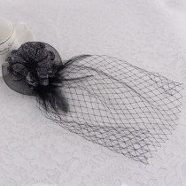Black mesh bow vintage flower birdcage veils