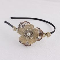 Gold lace flower hair band for wedding