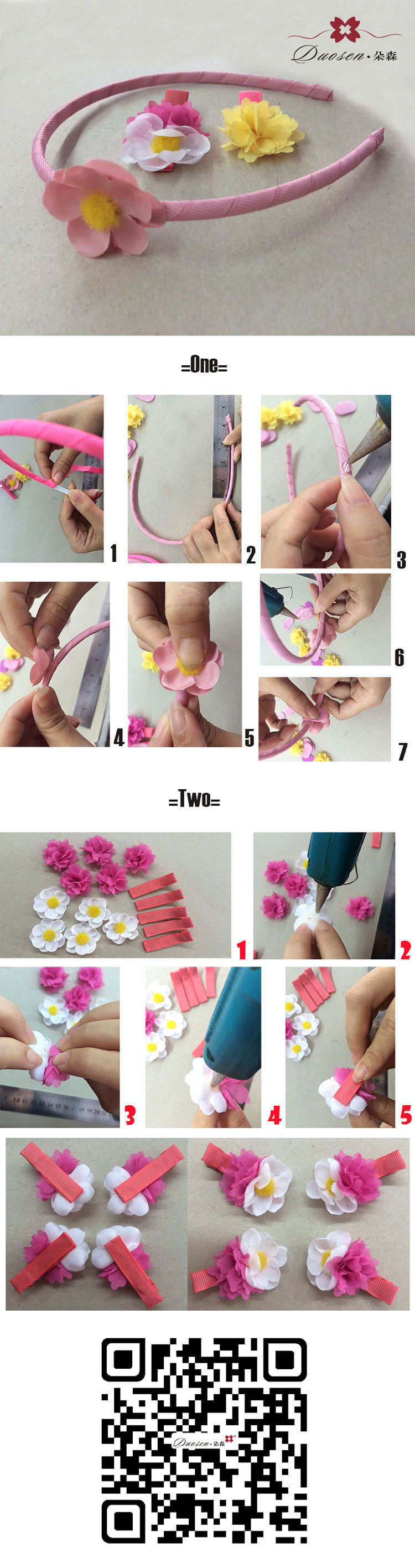 how to quickly make mini rose flower hair band set