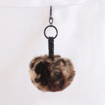 10cm leopard fur pom pom handbag keychains supply
