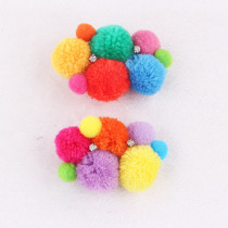 Multi color festival woolen pom pom hair clip for baby girl