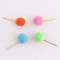 Sweet candy-colored pom pom ball hair pin for child