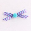 New stripe ribbon bow hair clip with pom pom ball