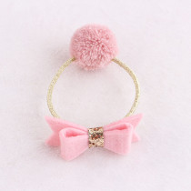 Sweet girl pink Pom-Pom hair bands with bow