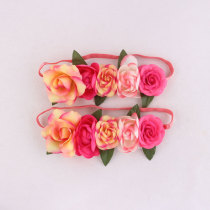 Romantic pink rose flower crown elastic headband wholesale