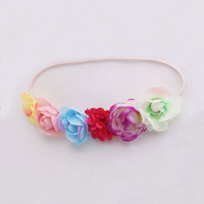 Pretty colors rose flower elastic headband for kids