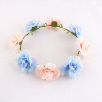 Light pink and blue unique rose flower garland for girl