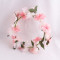 Light pink rose and sakura cherry blossom flower crown bride flower wreath