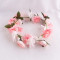 Light pink rose and sakura cherry blossom flower crown bride flower wreath