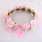 Adjustable light pink rose floral crown with ribbon bowknot