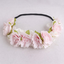 Spring series pastel pink China rose flower headband dride