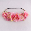 Spring artificial big peach pink rose flower headband