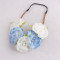 New Arrival blue and white silk rose flower crown elastic