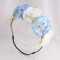 New Arrival blue and white silk rose flower crown elastic