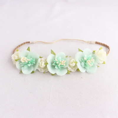 Green rose crown headband flower head piece in spring colors