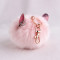 10cm Cool spectacled cat ear pom pom ball keychain furry pom pom accessory