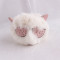 9cm Spectacled cat ear faux fur pom pom keychain hairy pom-pom key ring